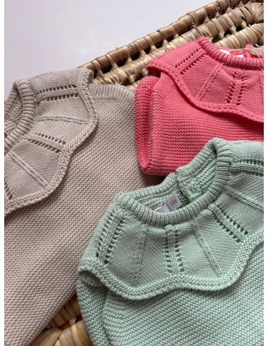 Pelele punto cuello Volante Coral