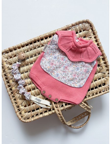 Pelele punto cuello Volante Coral